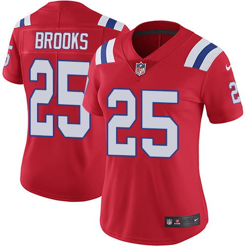 New England Patriots #25 Terrence Brooks Red Alternate Women's Stitched Vapor Untouchable Limited Jersey Womens