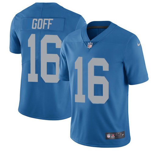 Detroit Lions #16 Jared Goff Blue Throwback Men's Stitched Vapor Untouchable Limited Jersey