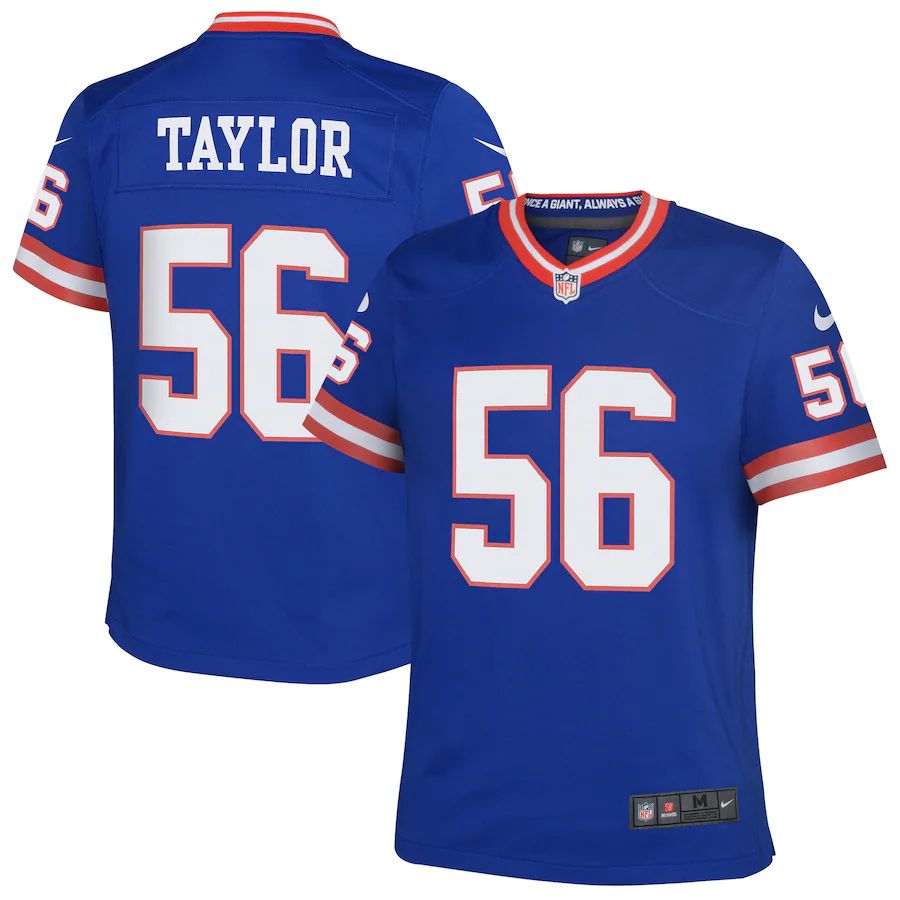 New York Giants #56 Lawrence Taylor Royal Youth Classic Player Game Jersey