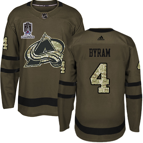 Adidas Colorado Avalanche #4 Bowen Byram Green Youth 2022 Stanley Cup Champions Salute To Service Stitched Jersey Youth
