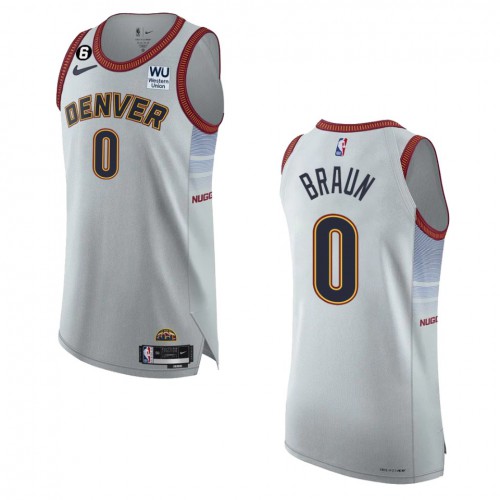 Denver Denver Nuggets #0 Christian Braun Silver 2022-23 Authentic Jersey - City Edition Mens