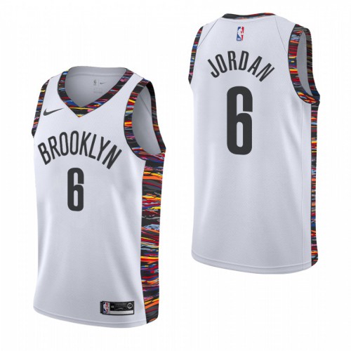 Brooklyn Nets #6 Deandre Jordan 2019-20 White City Edition Jersey Mens