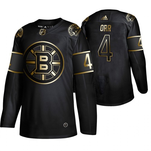 Adidas Boston Bruins #4 Bobby Orr Men's 2019 Black Golden Edition Retired Player Authentic Stitched Jersey Men's