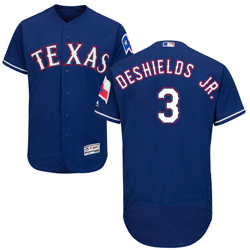 Texas Rangers #3 Delino DeShields Jr. Blue Flexbase Authentic Collection Stitched Jersey Men's