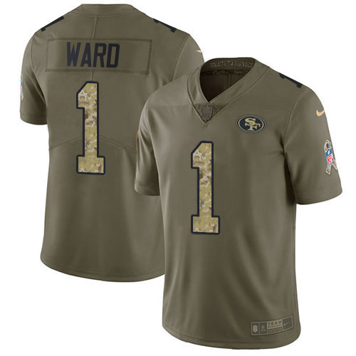 49ers #1 Jimmie Ward Olive/Camo Youth Stitched Limited 2017 Salute To Service Jersey