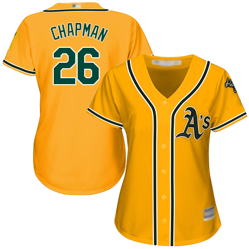 Oakland Athletics #26 Matt Chapman Gold Alternate Women's Stitched Jersey Womens