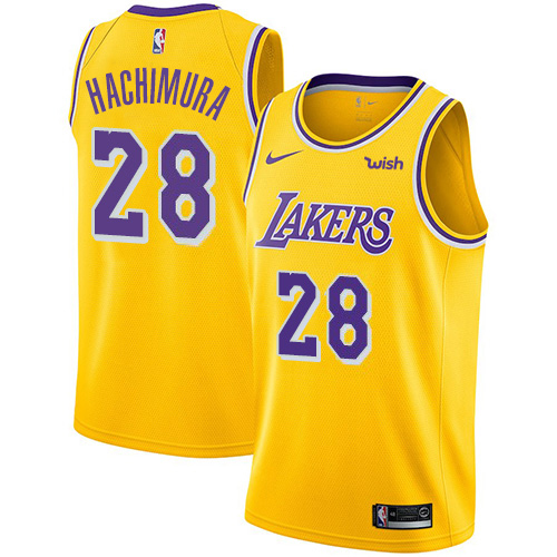 Lakers #28 Rui Hachimura Gold Men's 2021-22 75th Anniversary Diamond Swingman Jersey - Icon Edition