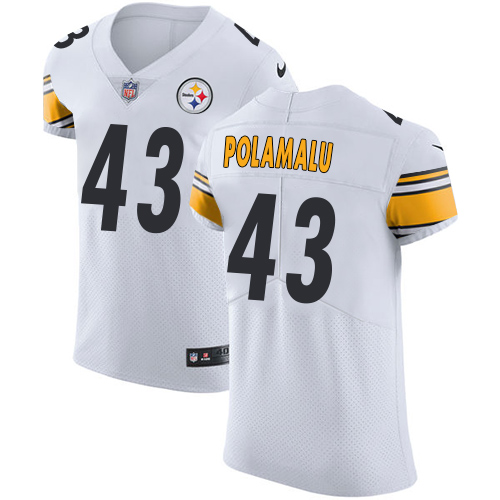 Steelers #43 Troy Polamalu White Men's Stitched Vapor Untouchable Elite Jersey