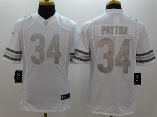 Bears #34 Walter Payton White Men's Stitched Limited Platinum Jersey