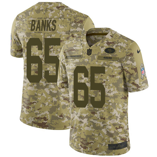 San Francisco 49ers #65 Aaron Banks Camo Youth Stitched Limited 2018 Salute To Service Jersey Youth