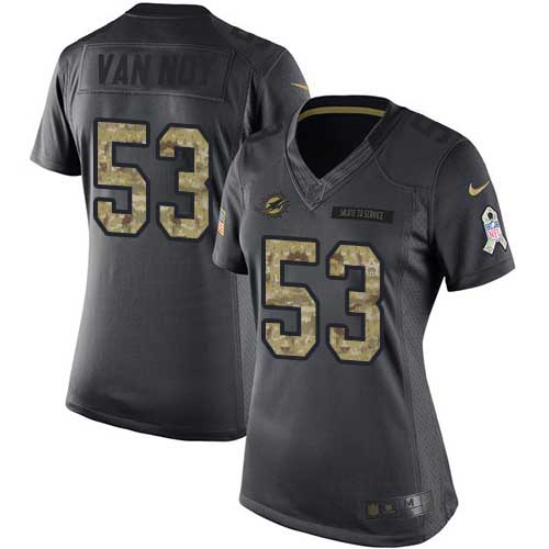 Miami Dolphins #53 Kyle Van Noy Black Women's Stitched Limited 2016 Salute to Service Jersey Womens