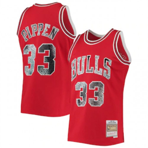 Chicago Bulls #33 Scottie Pippen Mitchell & Ness 1996-97 Hardwood Classics 75th Anniversary Diamond Swingman Jersey - Red Mens