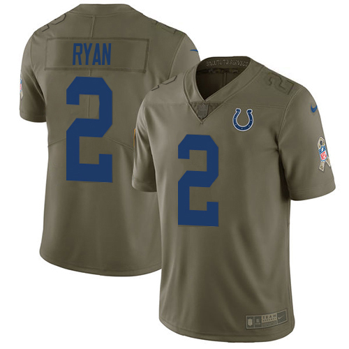 Colts #2 Matt Ryan Olive Youth Stitched Limited 2017 Salute To Service Jersey