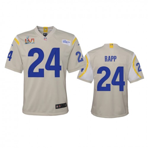 Los Angeles Los Angeles Rams #24 Taylor Rapp Youth Super Bowl LVI Patch Game Jersey - Bone Youth