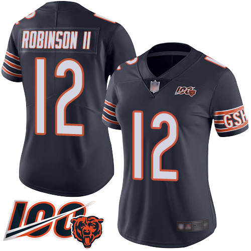 Chicago Bears #12 Allen Robinson II Navy Blue Team Color Women's Stitched 100th Season Vapor Limited Jersey Womens