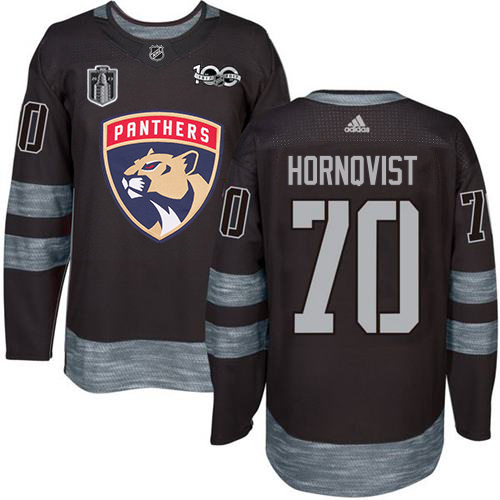 Adidas Panthers #70 Patric Hornqvist Black 2023 Stanley Cup Final Patch 100th Anniversary Stitched Jersey