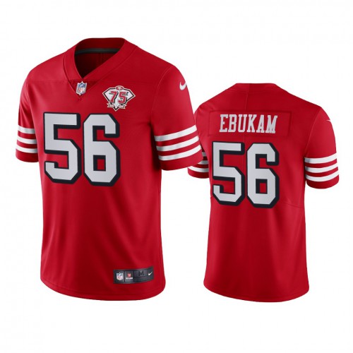 San Francisco 49ers #56 Samson Ebukam Red Rush Youth 75th Anniversary Stitched Vapor Untouchable Limited Jersey Youth