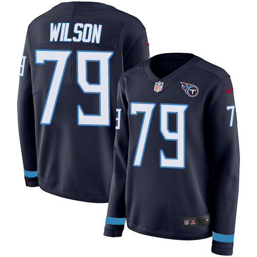 Tennessee Titans #79 Isaiah Wilson Navy Blue Team Color Women's Stitched Limited Therma Long Sleeve Jersey Womens