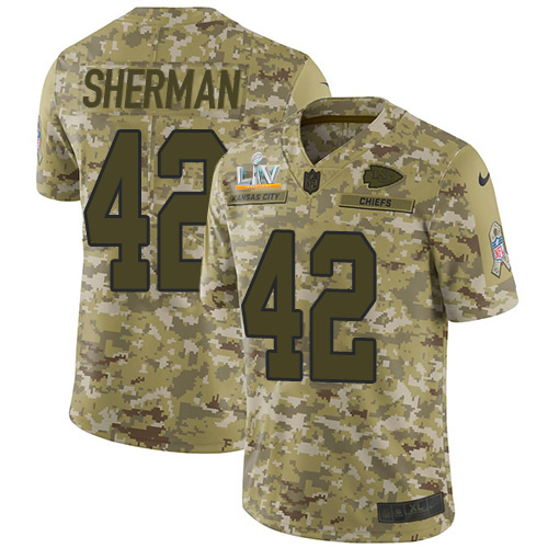 Kansas City Chiefs #42 Anthony Sherman Camo Men's Super Bowl LV Bound Stitched Limited 2018 Salute To Service Jersey Men's