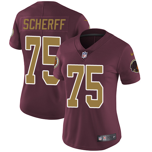 Washington Commanders #75 Brandon Scherff Burgundy Red Alternate Women's Stitched Vapor Untouchable Limited Jersey Womens