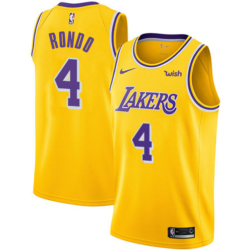 Los Angeles Lakers #4 Rajon Rondo Gold Womens Swingman Icon Edition Jersey Womens