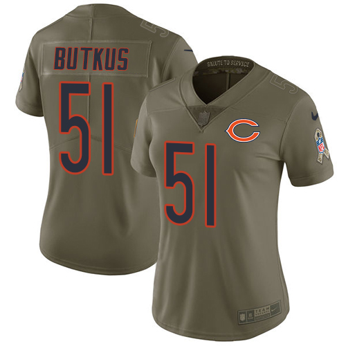 Bears #51 Dick Butkus Olive Women's Stitched Limited 2017 Salute To Service Jersey