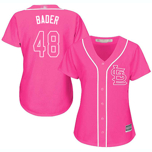 St.Louis Cardinals #48 Harrison Bader Pink Fashion Women's Stitched Jersey Womens
