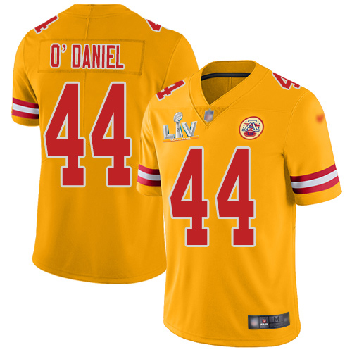 Kansas City Chiefs #44 Dorian O'Daniel Gold Men's Super Bowl LV Bound Stitched Limited Inverted Legend Jersey Men's
