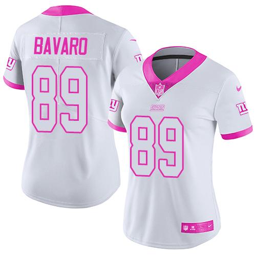 New York Giants #89 Mark Bavaro White/Pink Women's Stitched Limited Rush Fashion Jersey Womens