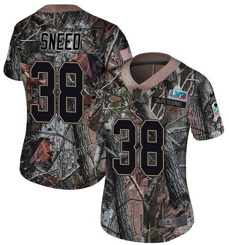 Chiefs #38 L'Jarius Sneed Camo Super Bowl LVII Patch Women's Stitched Limited Rush Realtree Jersey