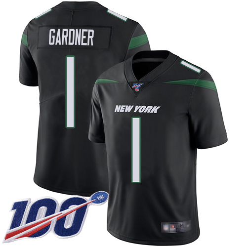 Jets #1 Ahmad Sauce Gardner Black Alternate Men's Stitched 100th Season Vapor Untouchable Limited Jersey