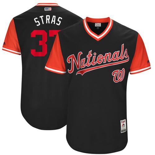 Washington Nationals #37 Stephen Strasburg Navy 