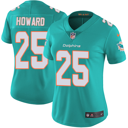 Miami Dolphins #25 Xavien Howard Aqua Green Team Color Women's Stitched Vapor Untouchable Limited Jersey Womens