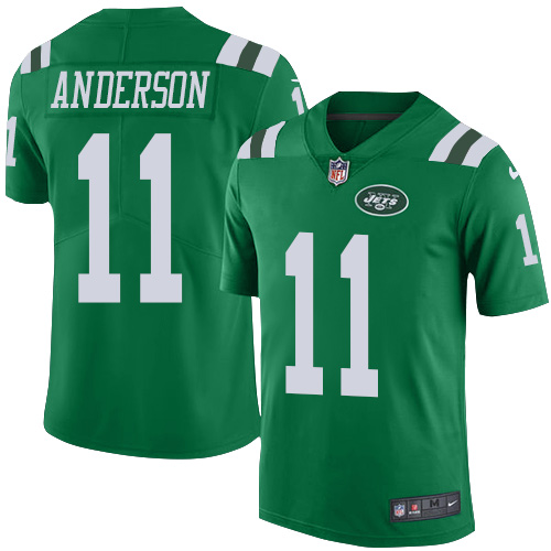 New York Jets #11 Robby Anderson Green Youth Stitched Limited Rush Jersey Youth