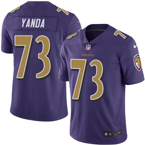 Baltimore Ravens #73 Marshal Yanda Purple Men's Stitched Limited Rush Jersey Men's