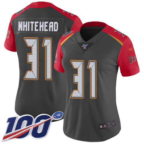 Tampa Bay Buccaneers #31 Jordan Whitehead Gray Women's Stitched Limited Inverted Legend 100th Season Jersey Womens
