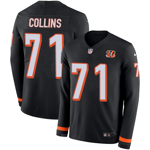 Bengals #71 La'el Collins Black Team Color Youth Stitched Limited Therma Long Sleeve Jersey