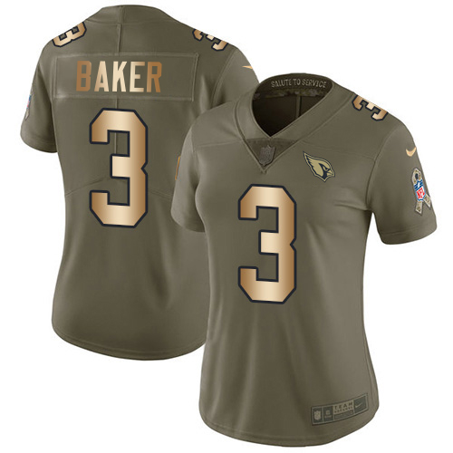 Cardinals #3 Budda Baker Olive/Gold Women's Stitched Limited 2017 Salute To Service Jersey