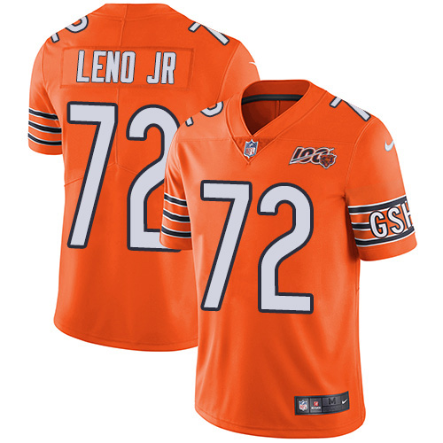 Chicago Bears #72 Charles Leno Jr Orange Men's 100th Season Stitched Limited Rush Jersey Men's