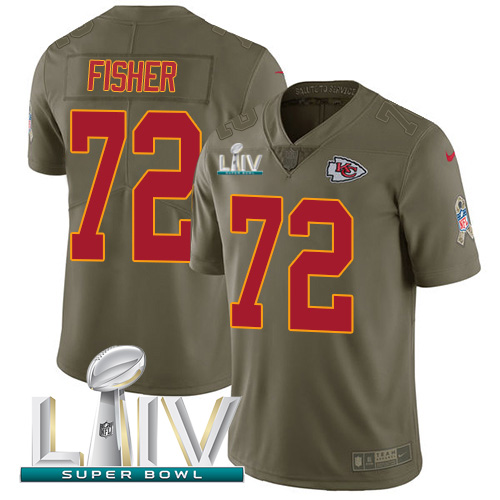 Kansas City Chiefs #72 Eric Fisher Olive Super Bowl LIV 2020 Youth Stitched Limited 2017 Salute To Service Jersey Youth