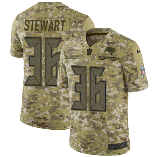 Tampa Bay Buccaneers #36 M.J. Stewart Camo Men's Stitched Limited 2018 Salute To Service Jersey Men's