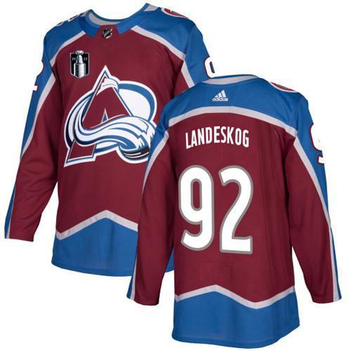 Adidas Colorado Avalanche #92 Gabriel Landeskog Burgundy Youth 2022 Stanley Cup Final Patch Home Authentic Stitched Jersey Youth