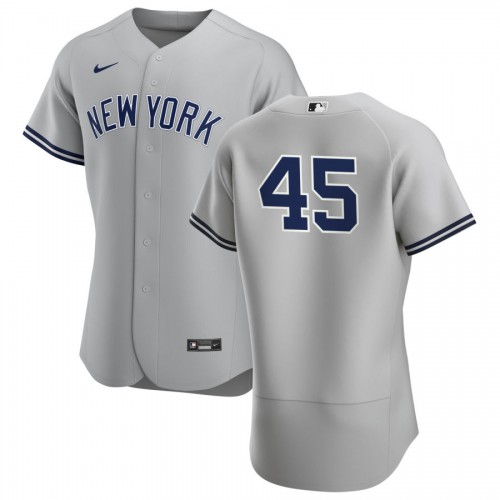 New York New York Yankees #45 Gerrit Cole Men's Gray Road 2020 Authentic Player Jersey Men's