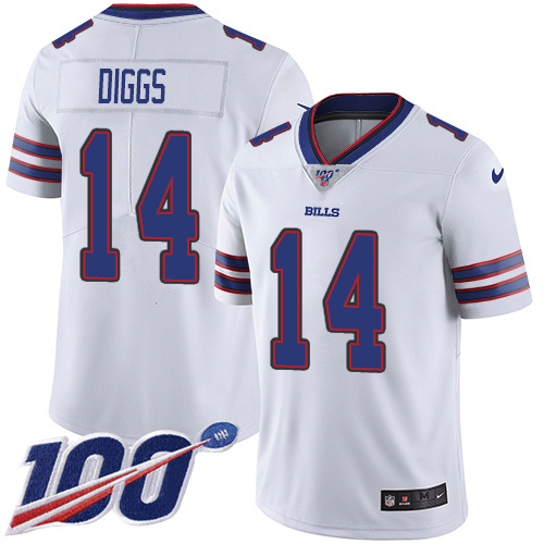 Bills #14 Stefon Diggs White Men's Stitched 100th Season Vapor Untouchable Limited Jersey