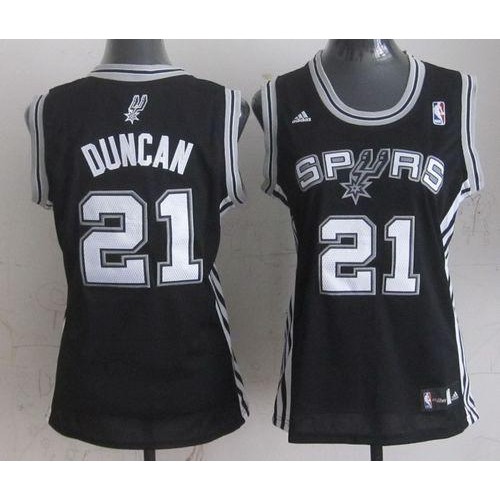 San Antonio Spurs #21 Tim Duncan Black Road Womens Stitched Jersey Womens