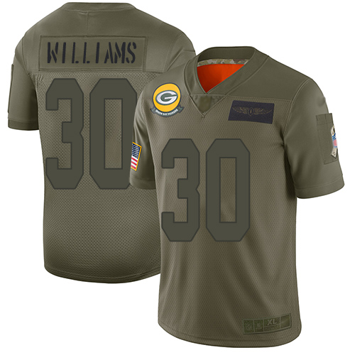 Green Bay Packers #30 Jamaal Williams Camo Men's Stitched Limited 2019 Salute To Service Jersey Men's
