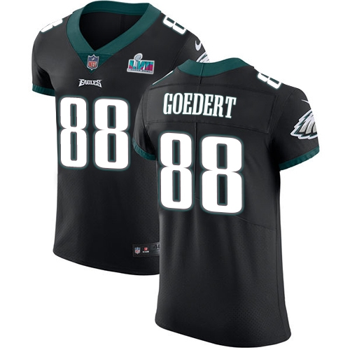 Eagles #88 Dallas Goedert Black Super Bowl LVII Patch Alternate Men's Stitched Vapor Untouchable Elite Jersey
