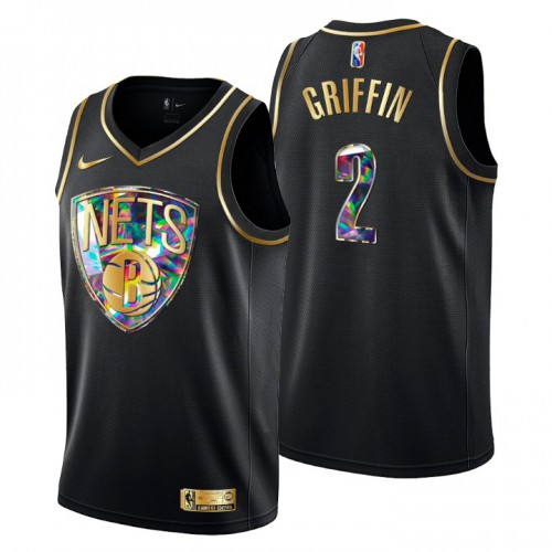 Brooklyn Brooklyn Nets #2 Blake Griffin Mens Golden Edition Diamond Logo 2021/22 Swingman Jersey - Black Mens