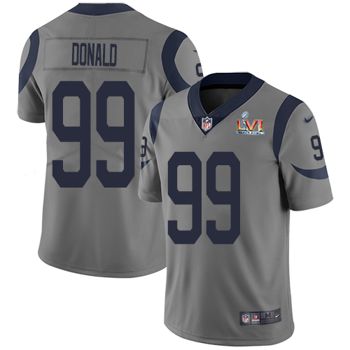 Rams #99 Aaron Donald Gray Super Bowl LVI Patch Youth Stitched Limited Inverted Legend Jersey