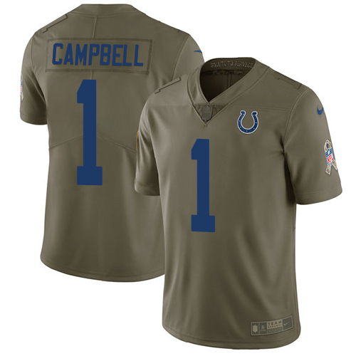 Colts #1 Parris Campbell Olive Youth Stitched Limited 2017 Salute To Service Jersey